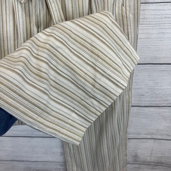 Kate & Sam Plus Size Tan Cream Striped Tie Waist Wide Leg Pants Size XXL - Picture 5 of 9